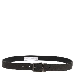 Men Black Classic Leather Metal Buckle Belt