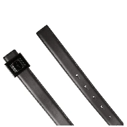 Men Silver Classic Leather Square Buckle Belt