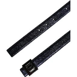 Men Black Classic Leather Square Buckle Belt