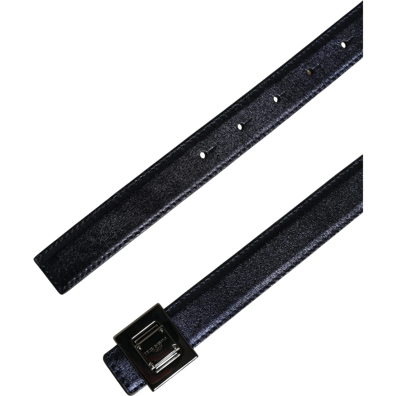 Men Black Classic Leather Square Buckle Belt