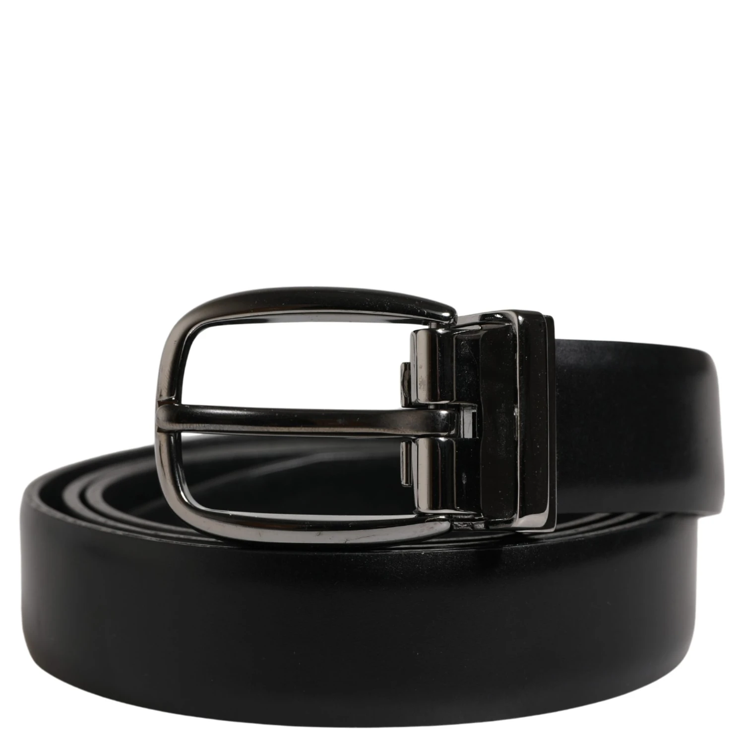 Men Black Classic Leather Metal Buckle Belt
