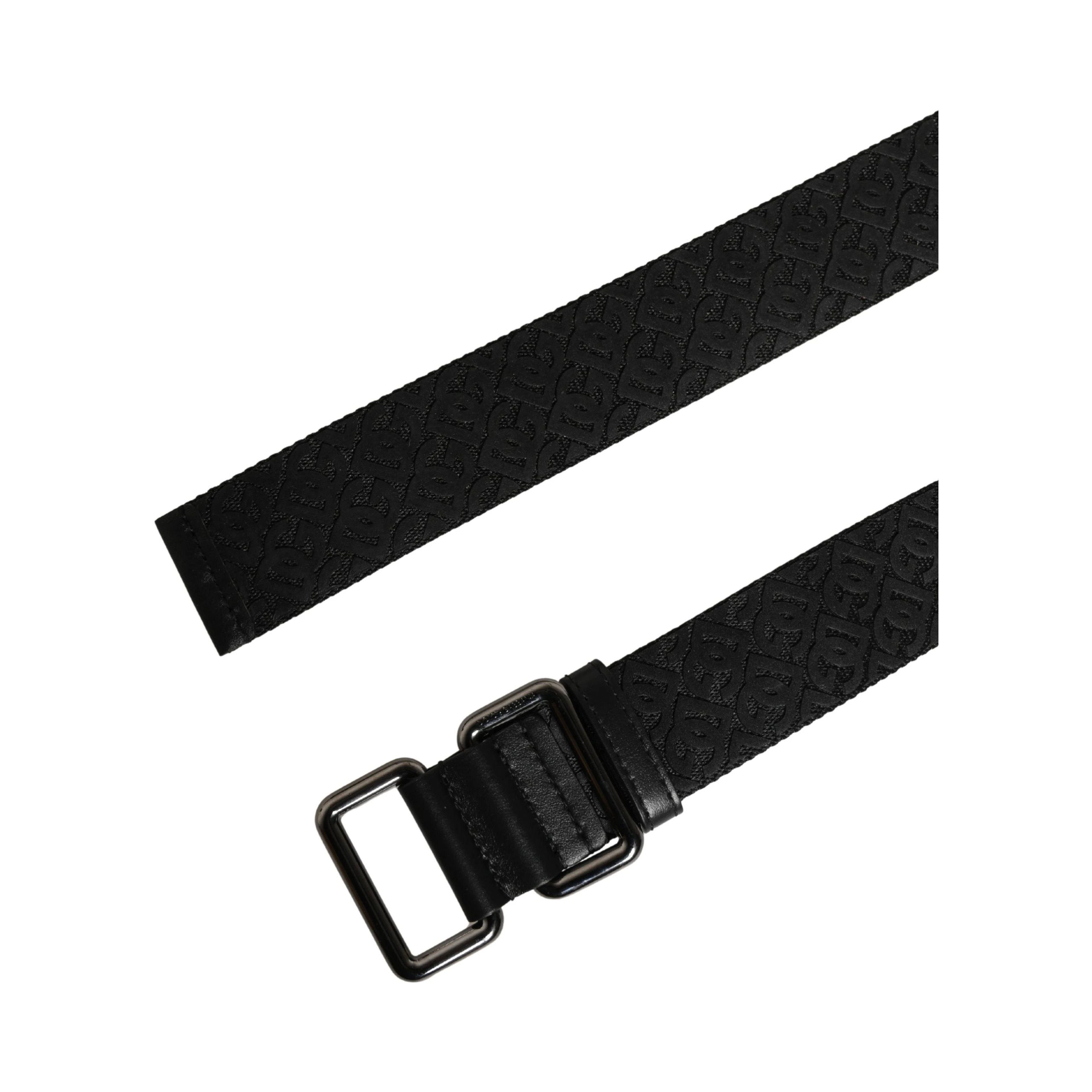 Men Black DG Logo Polyester Metal Buckle Belt