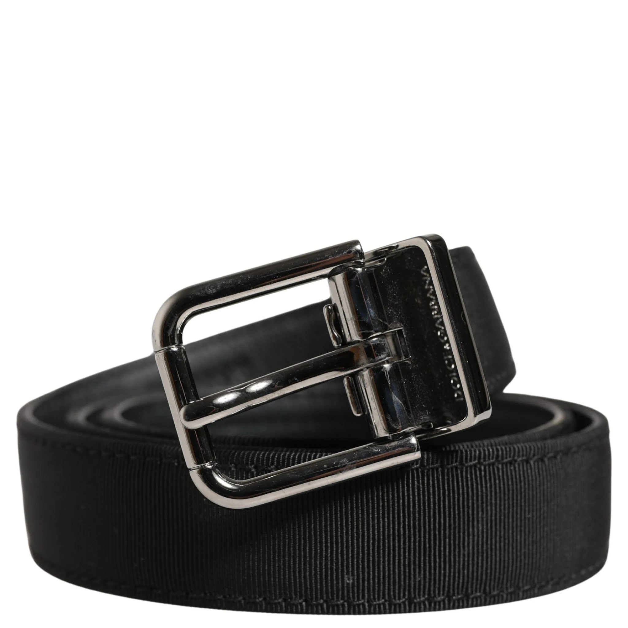 Men Black Viscose Leather Metal Buckle Belt