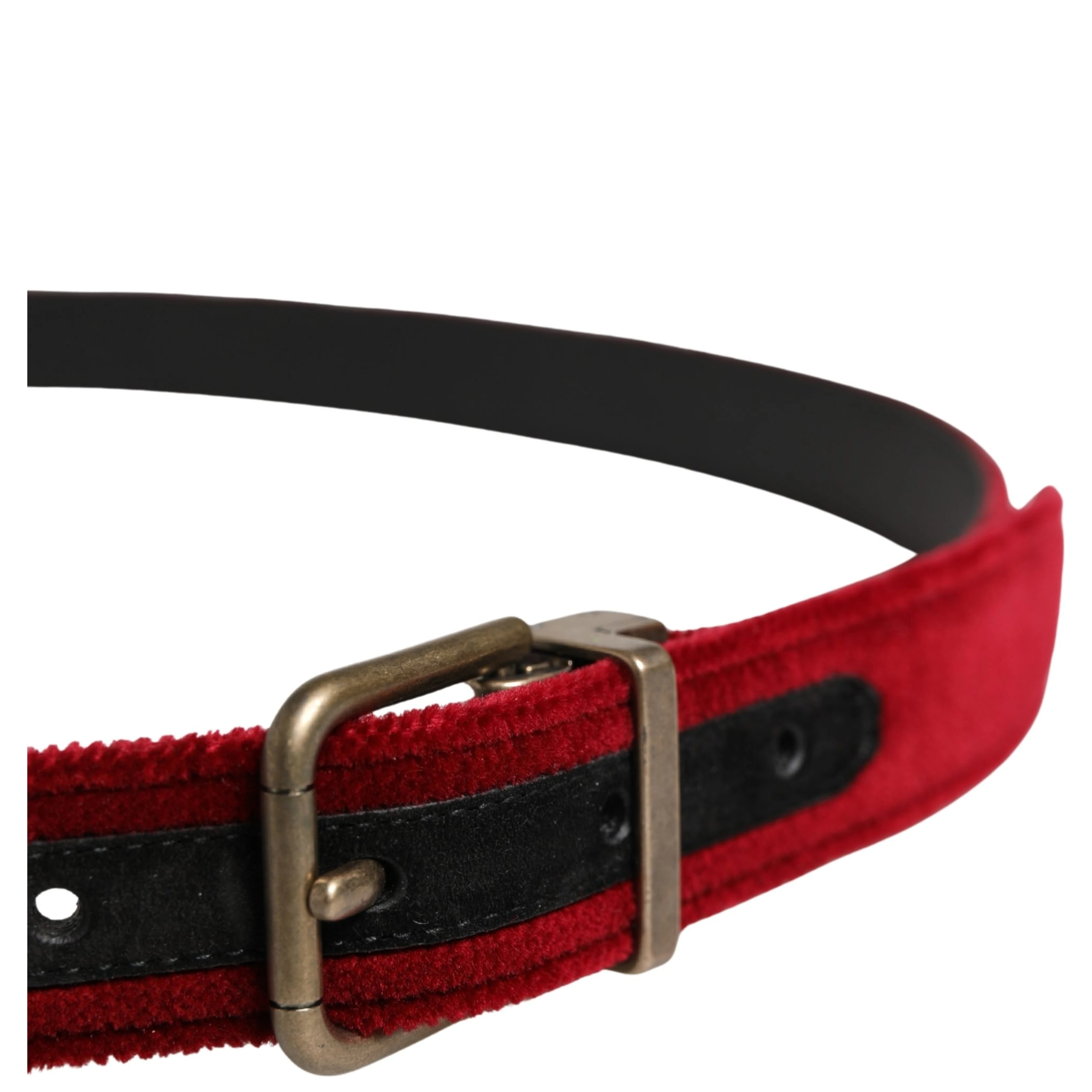 Men Burgundy Velvet Cotton Metal Buckle Belt