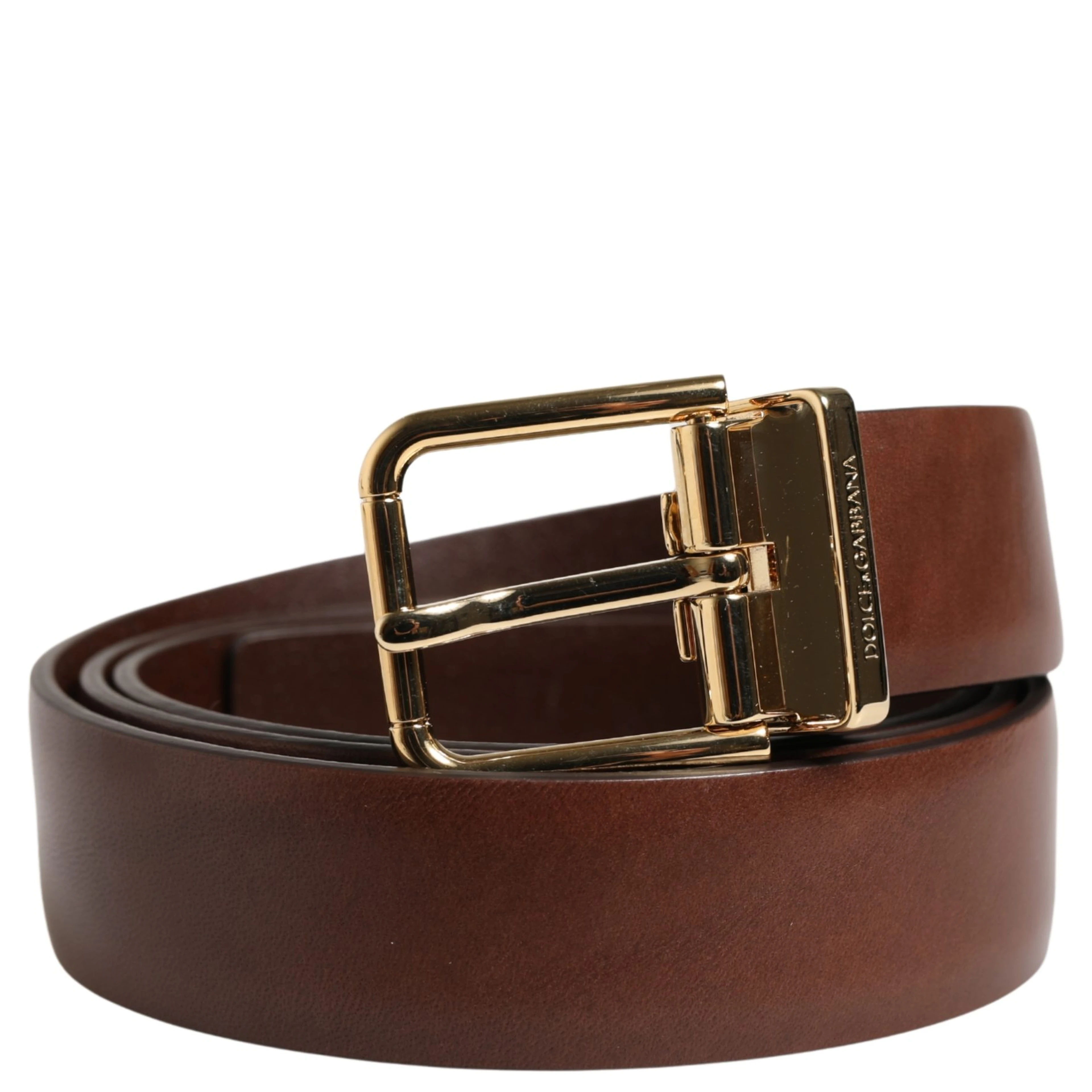 Men Brown Classic Leather Metal Buckle Belt