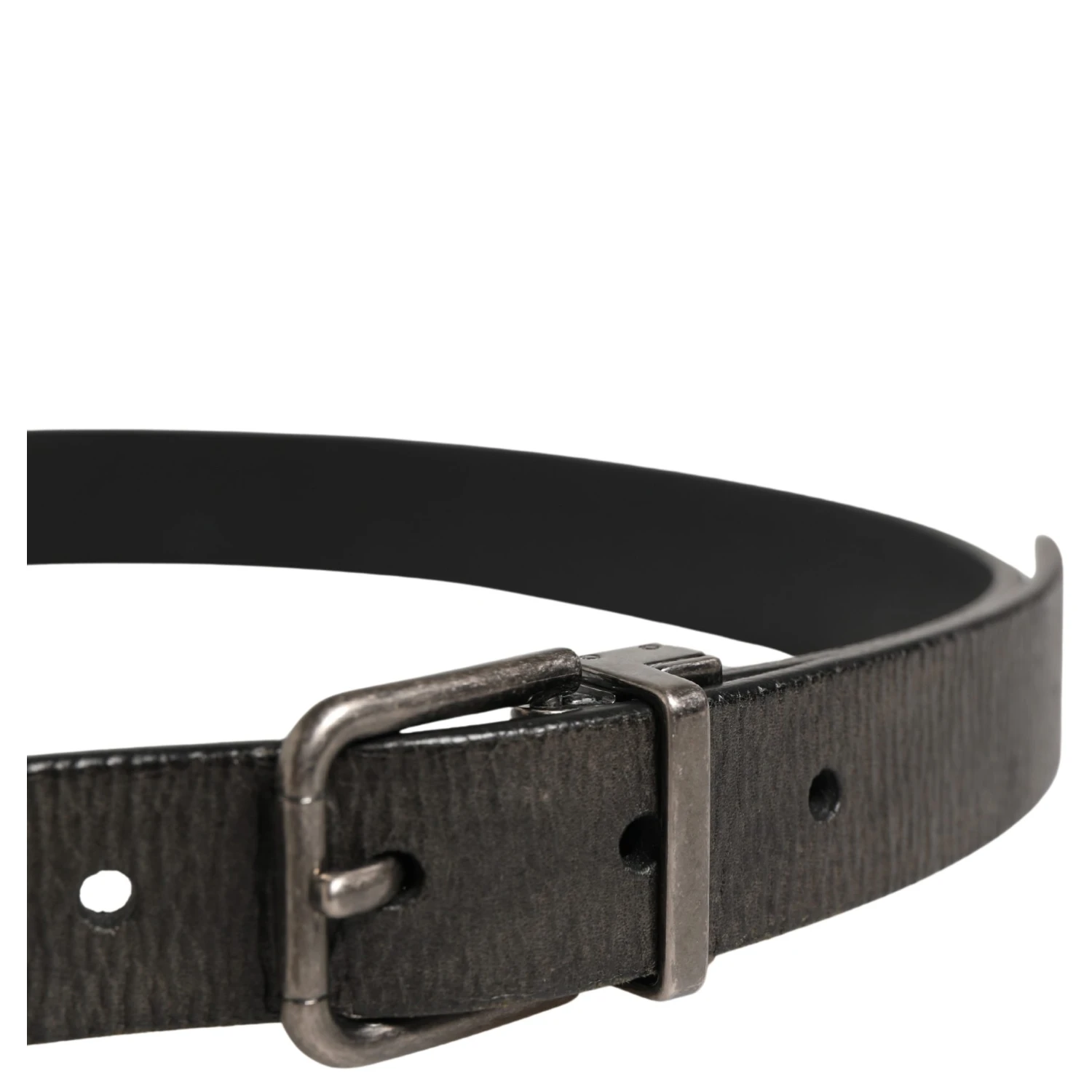 Men Black Classic Leather Metal Buckle Belt