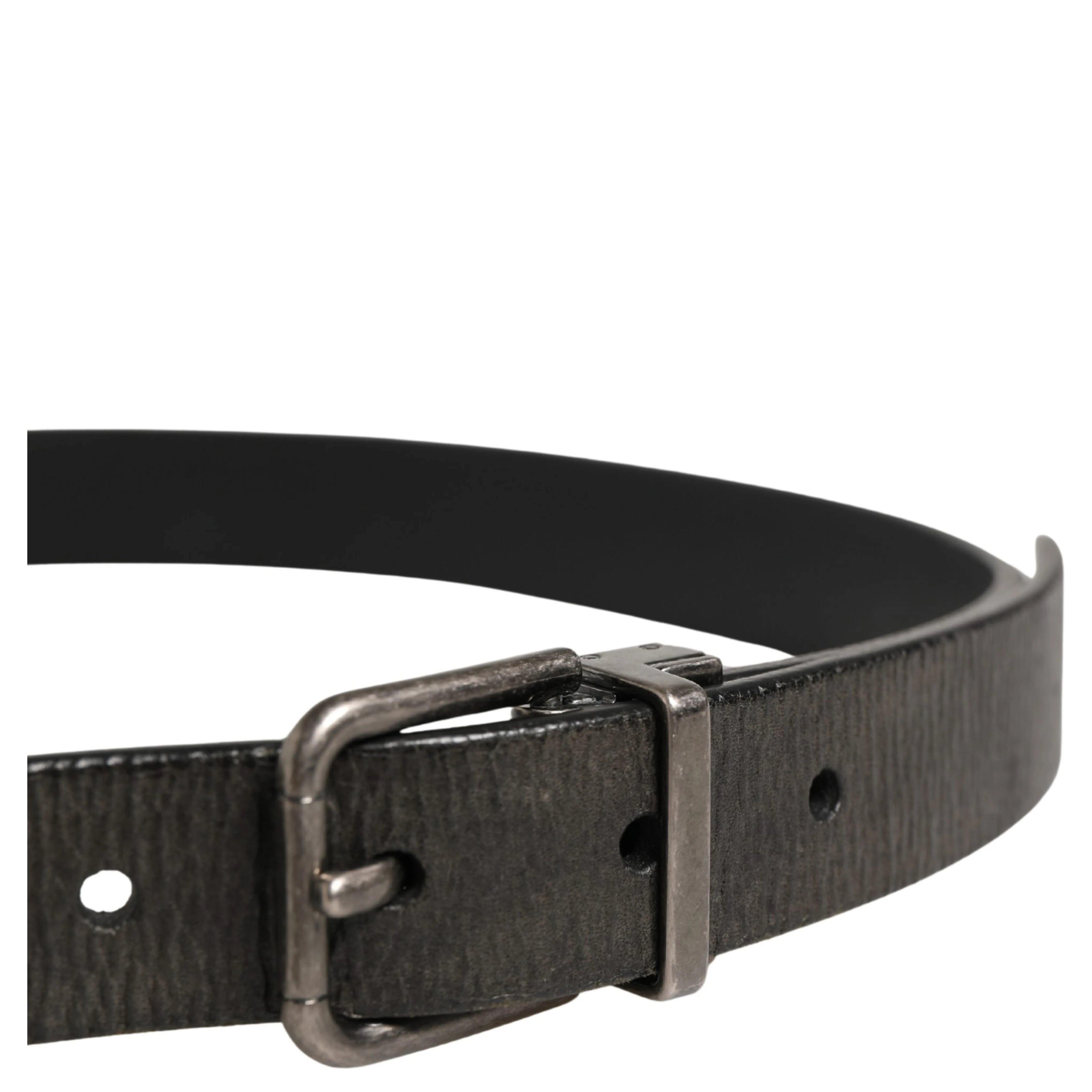 Men Black Classic Leather Metal Buckle Belt