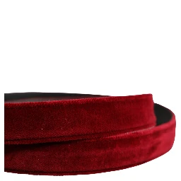 Men Burgundy Velvet Cotton Metal Buckle Belt