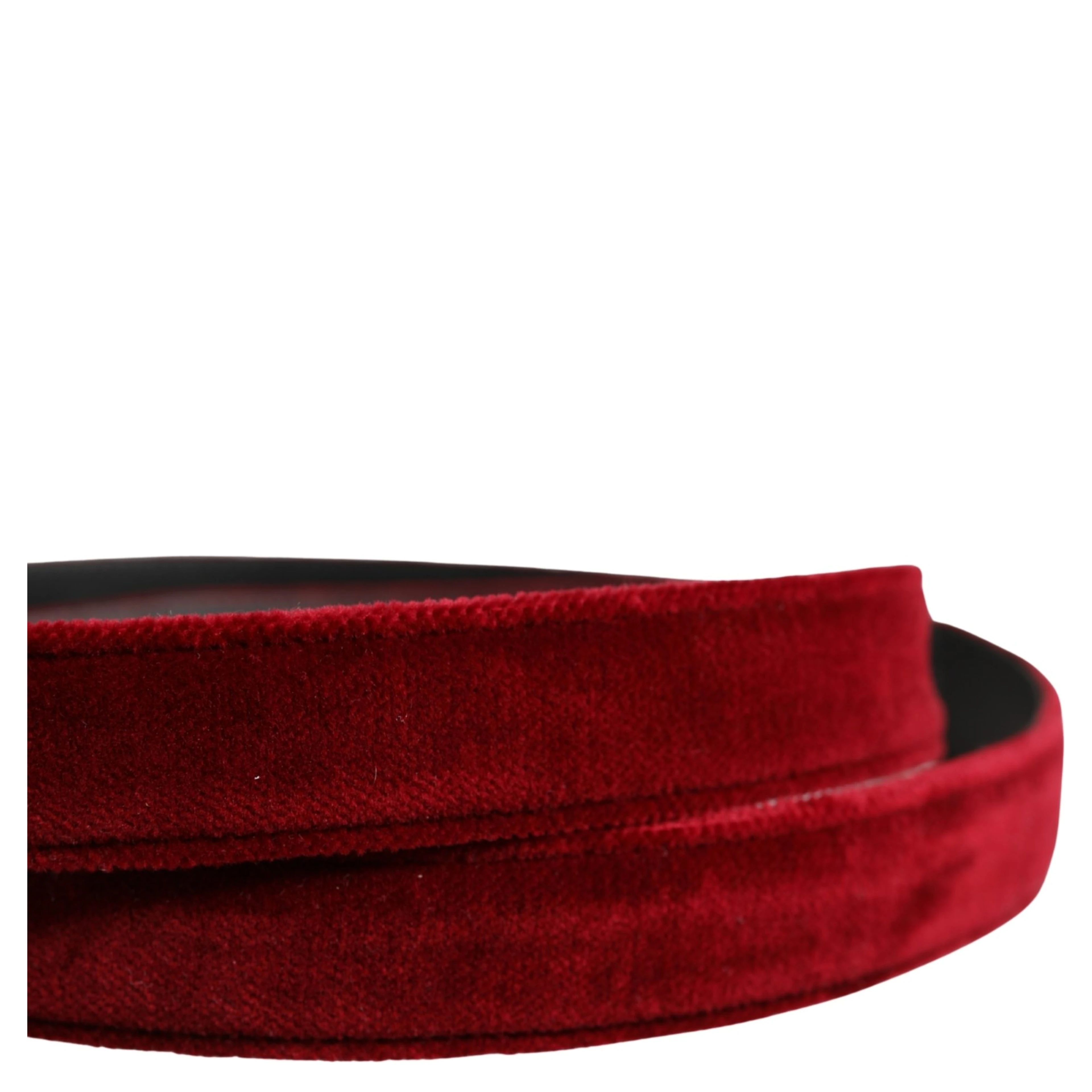 Men Burgundy Velvet Cotton Metal Buckle Belt