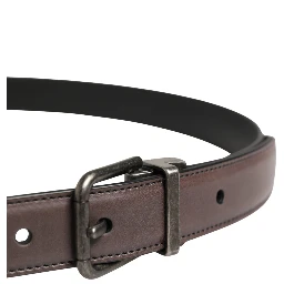 Men Brown Classic Leather Metal Buckle Belt