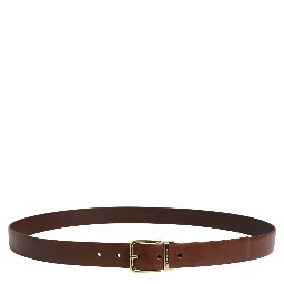 Men Brown Classic Leather Metal Buckle Belt