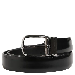 Men Black Classic Leather Metal Buckle Belt