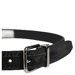 Men Black Viscose Leather Metal Buckle Belt