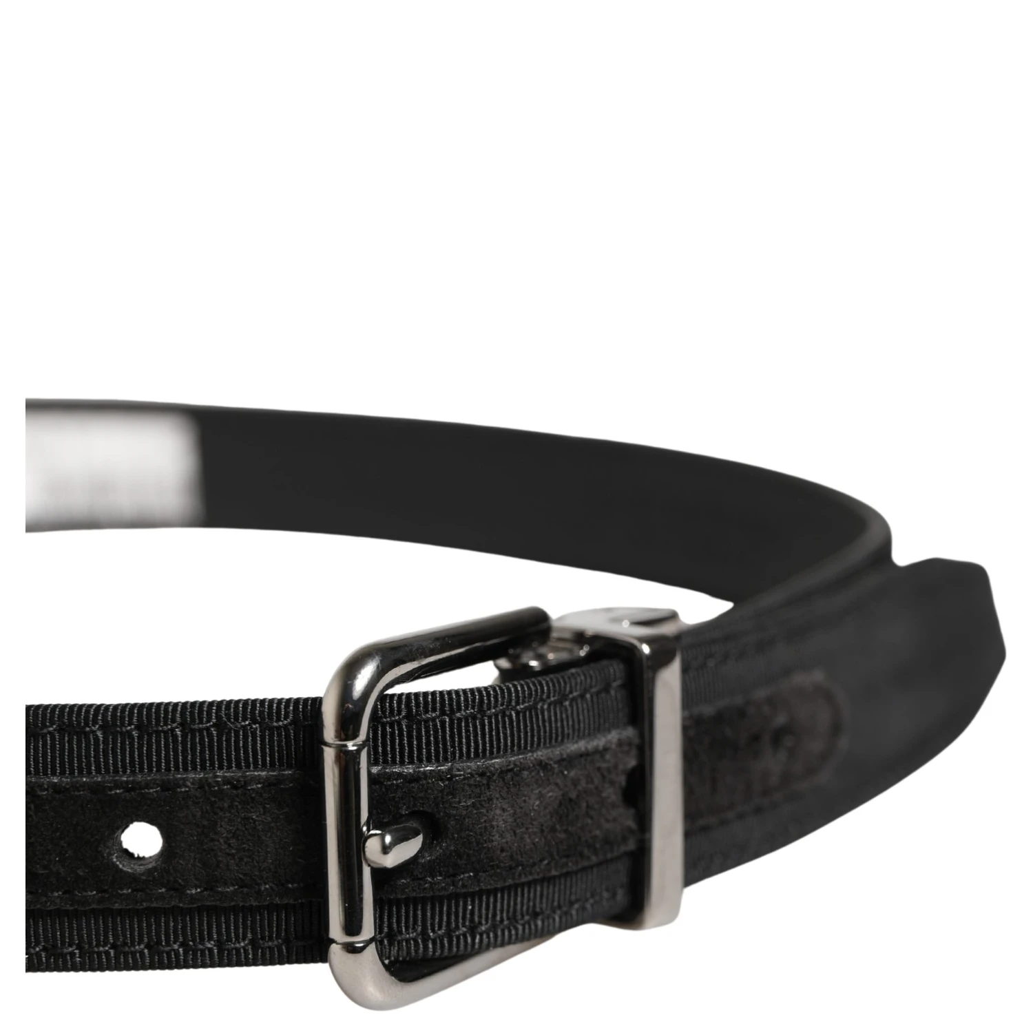 Men Black Viscose Leather Metal Buckle Belt