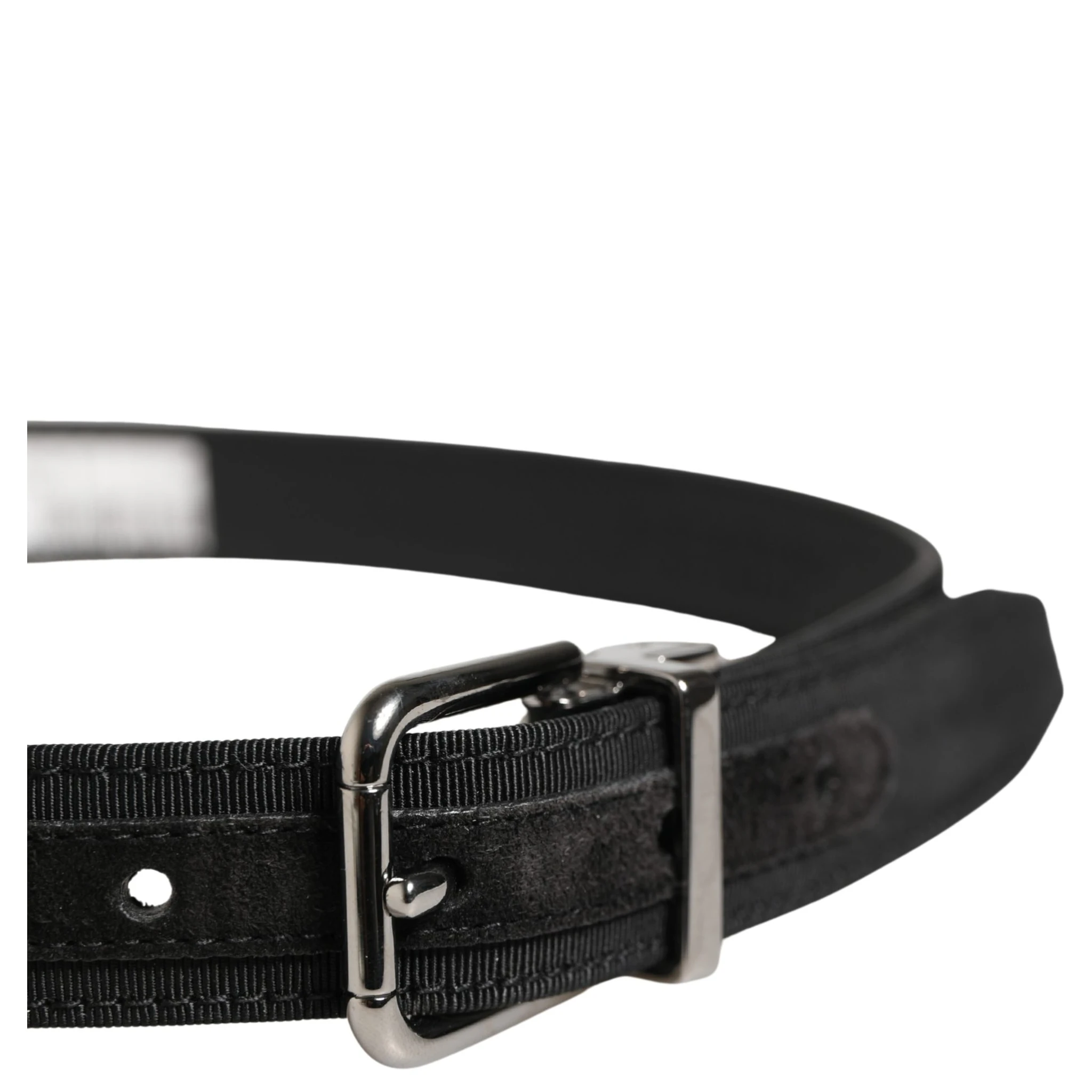 Men Black Viscose Leather Metal Buckle Belt