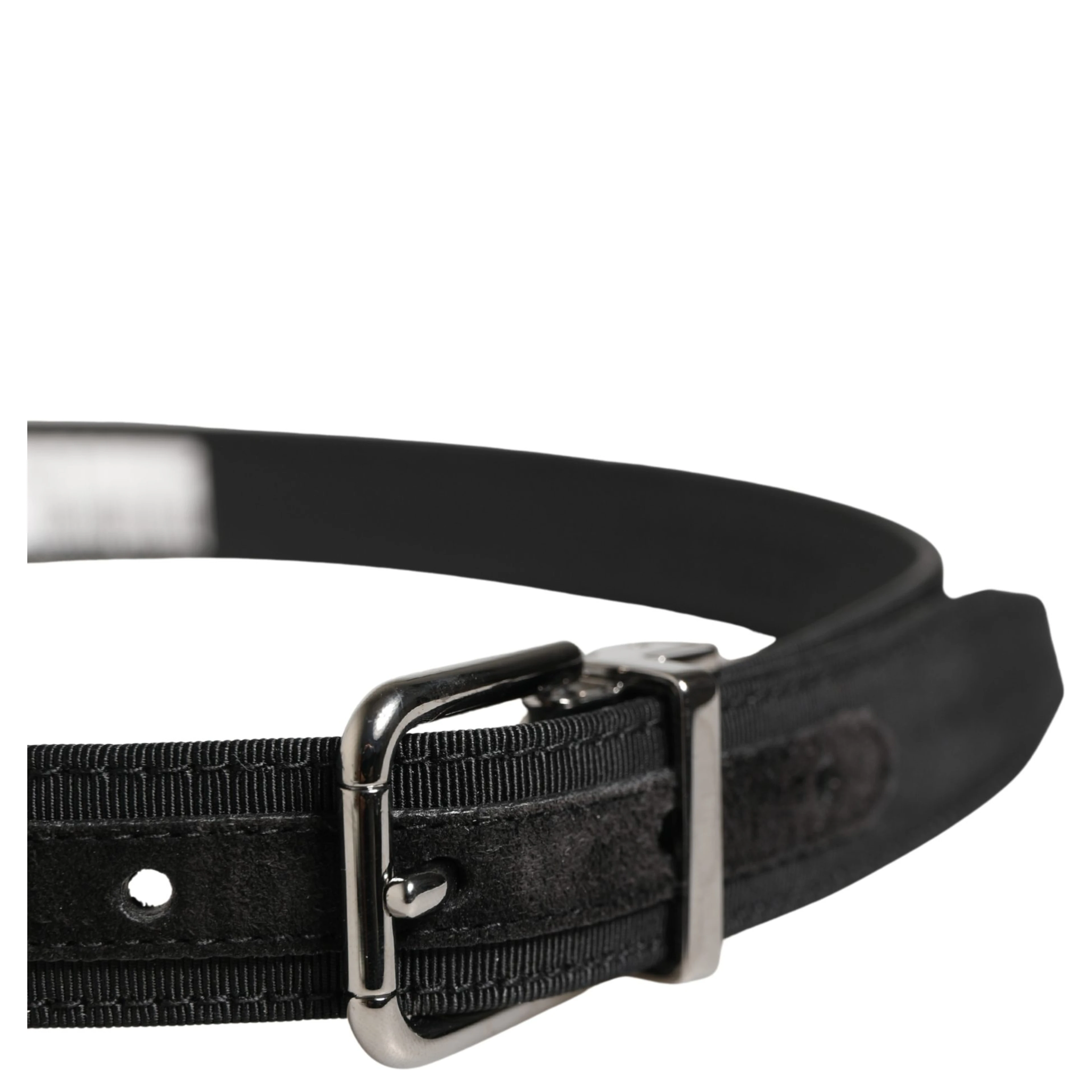 Men Black Viscose Leather Metal Buckle Belt