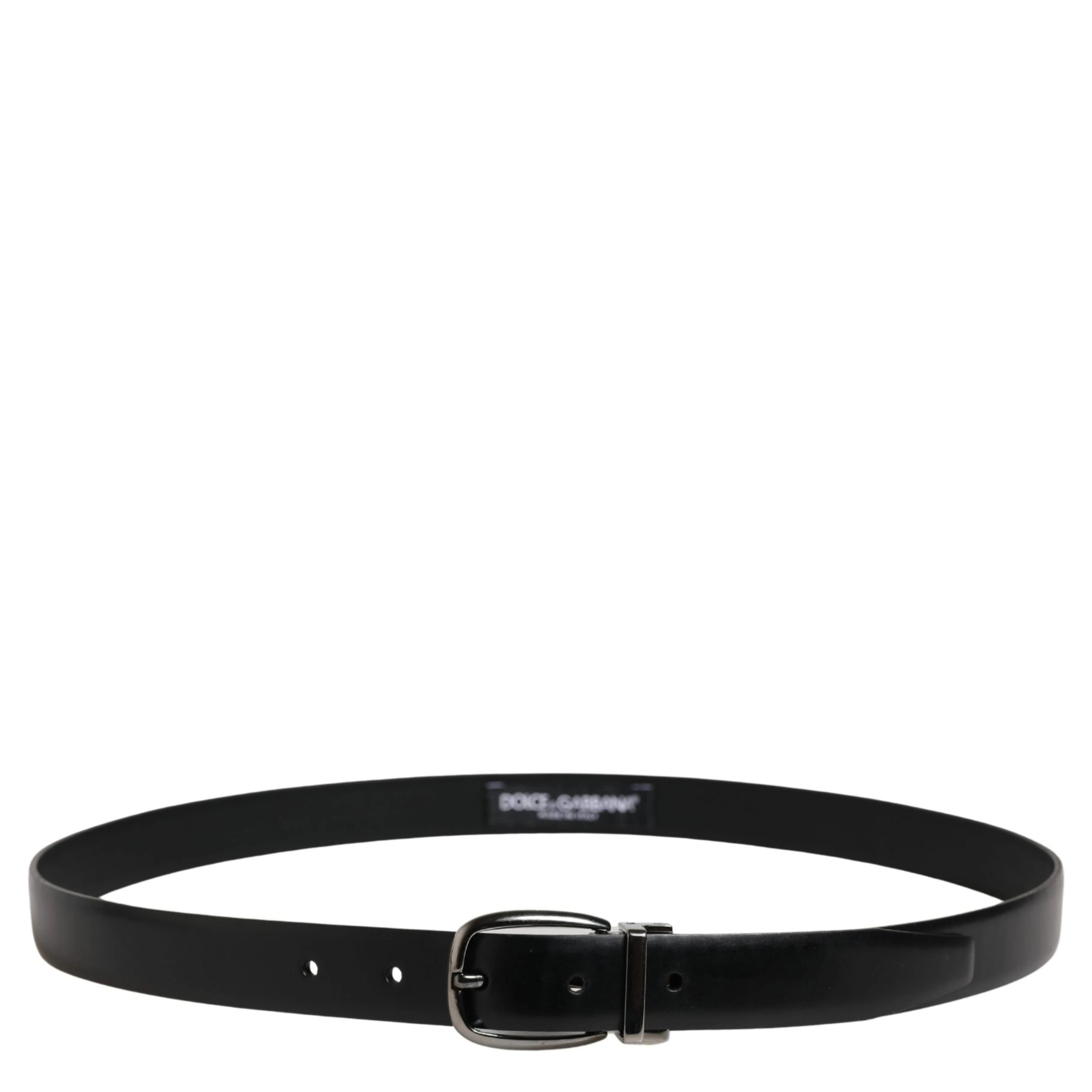 Men Black Classic Leather Metal Buckle Belt