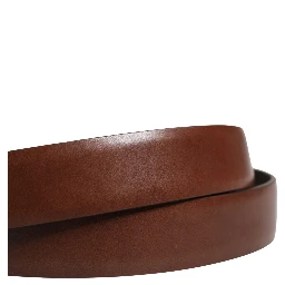 Men Brown Classic Leather Metal Buckle Belt