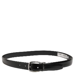 Men Black Classic Leather Metal Buckle Belt