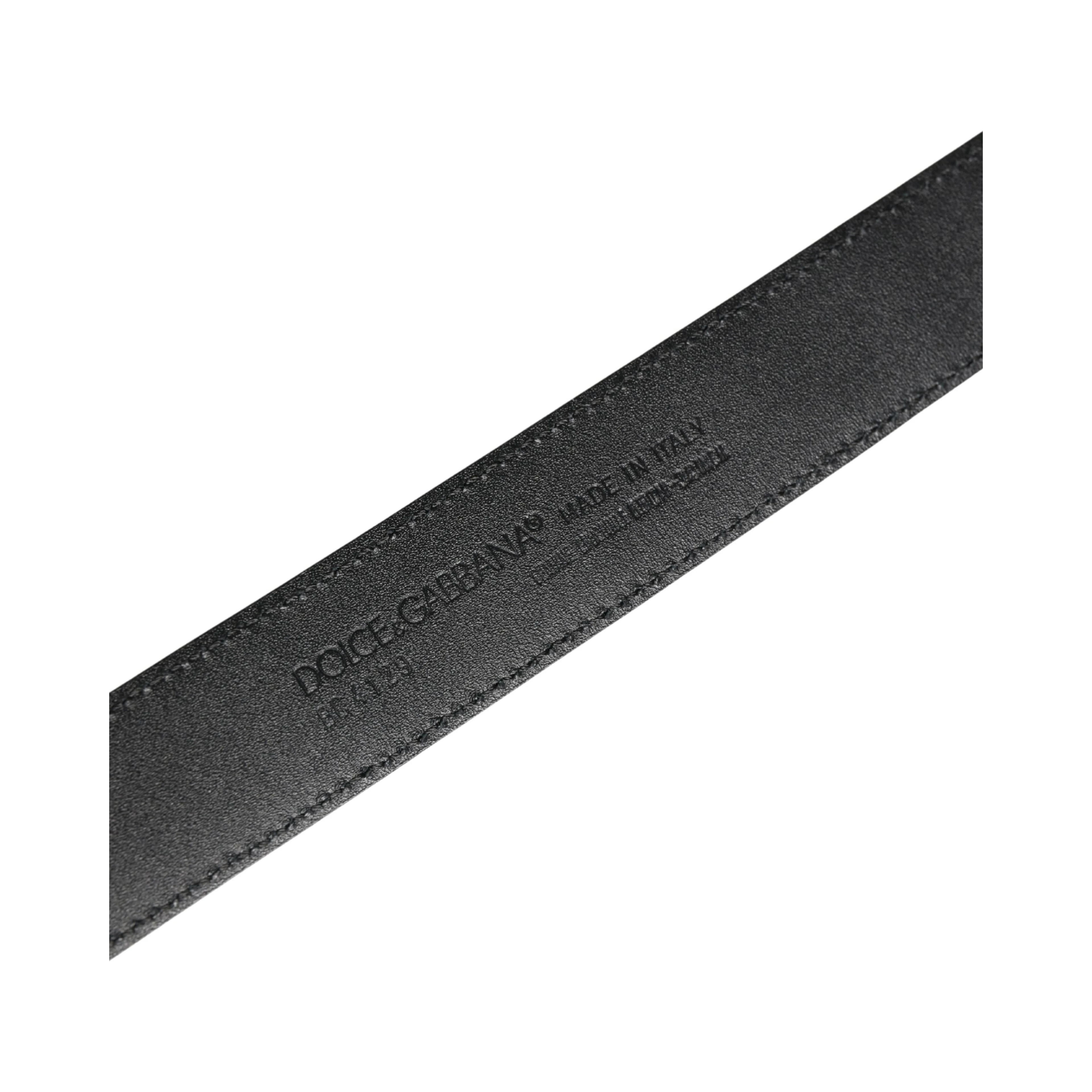 Men Black Exotic Leather Logo Buckle Belt