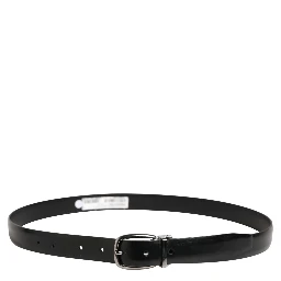 Men Black Classic Leather Metal Buckle Belt