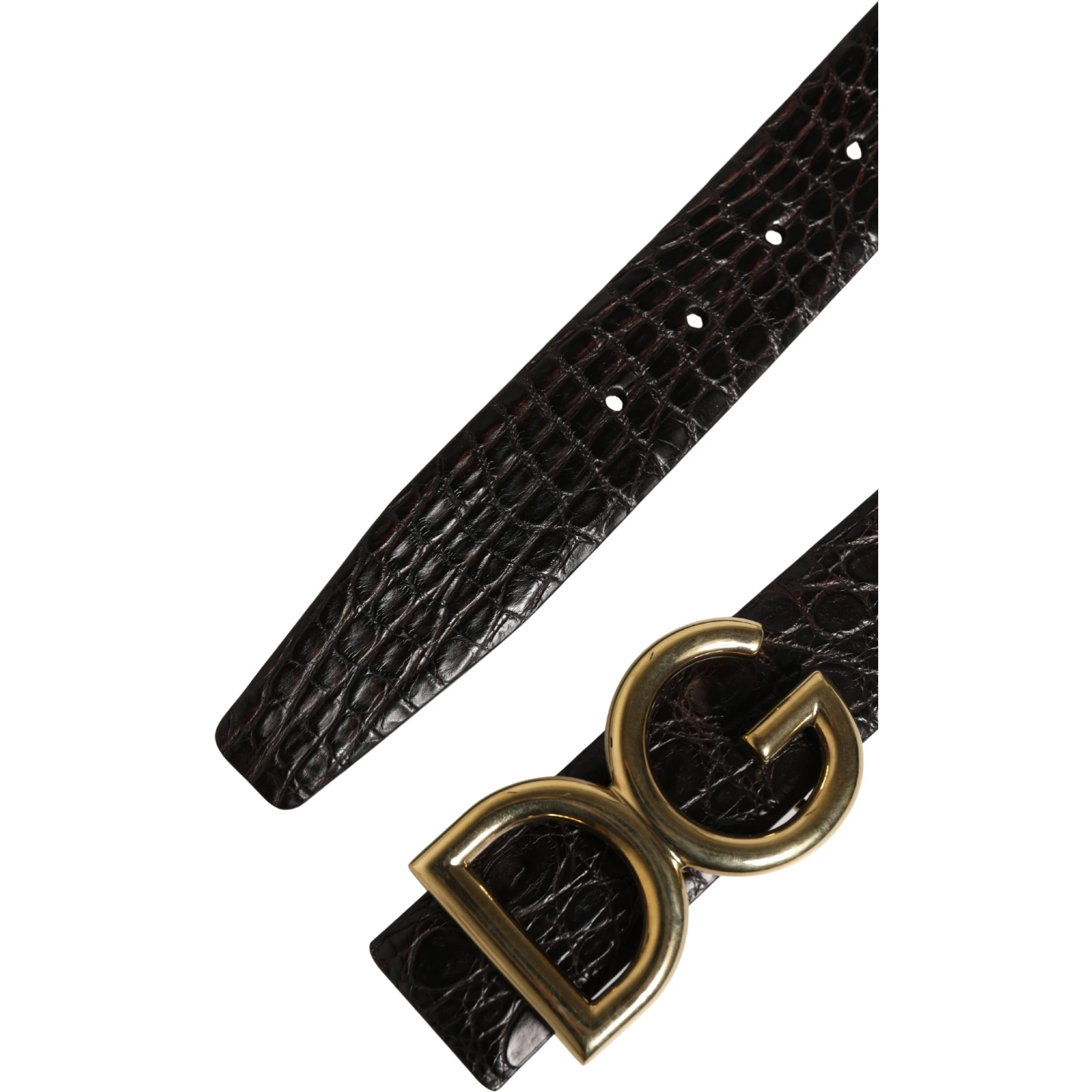 Men Black Exotic Leather Logo Buckle Belt