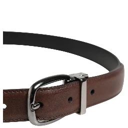 Men Brown Classic Leather Metal Buckle Belt