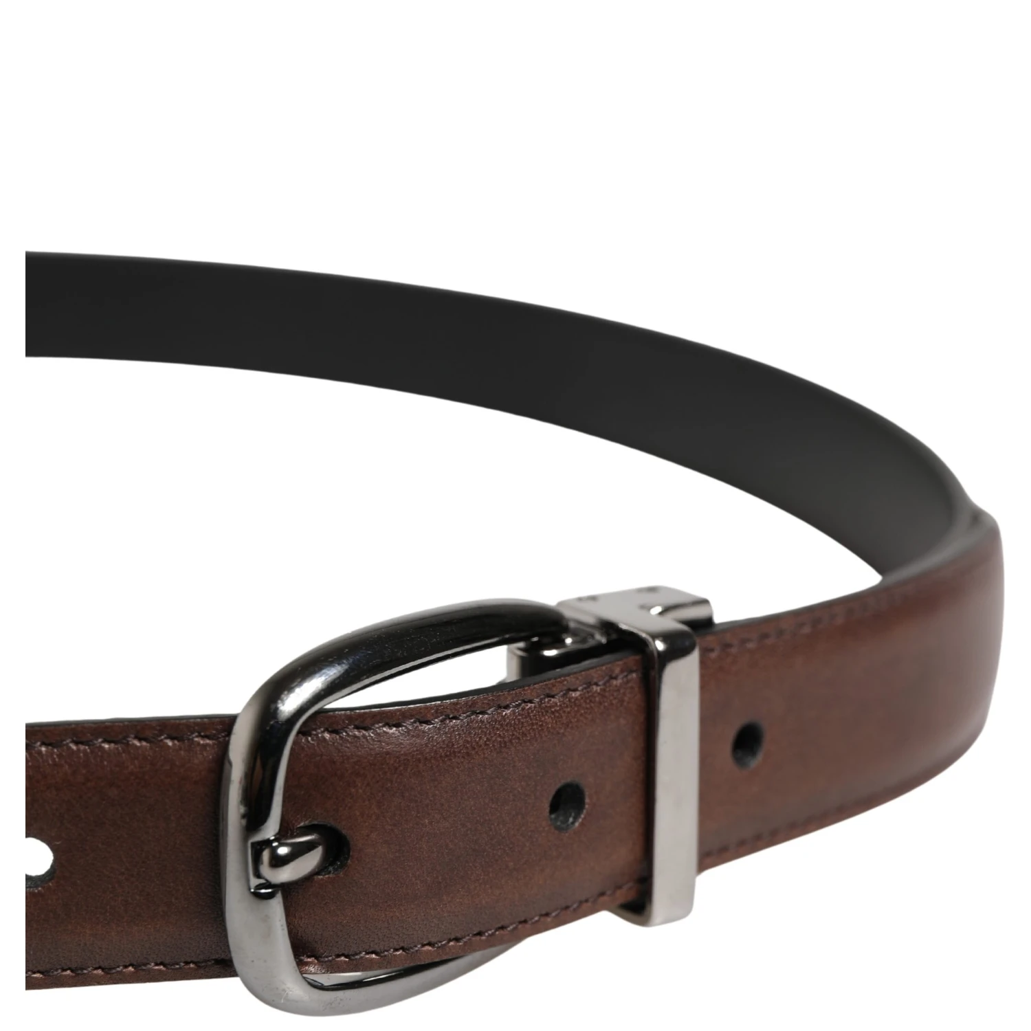 Men Brown Classic Leather Metal Buckle Belt