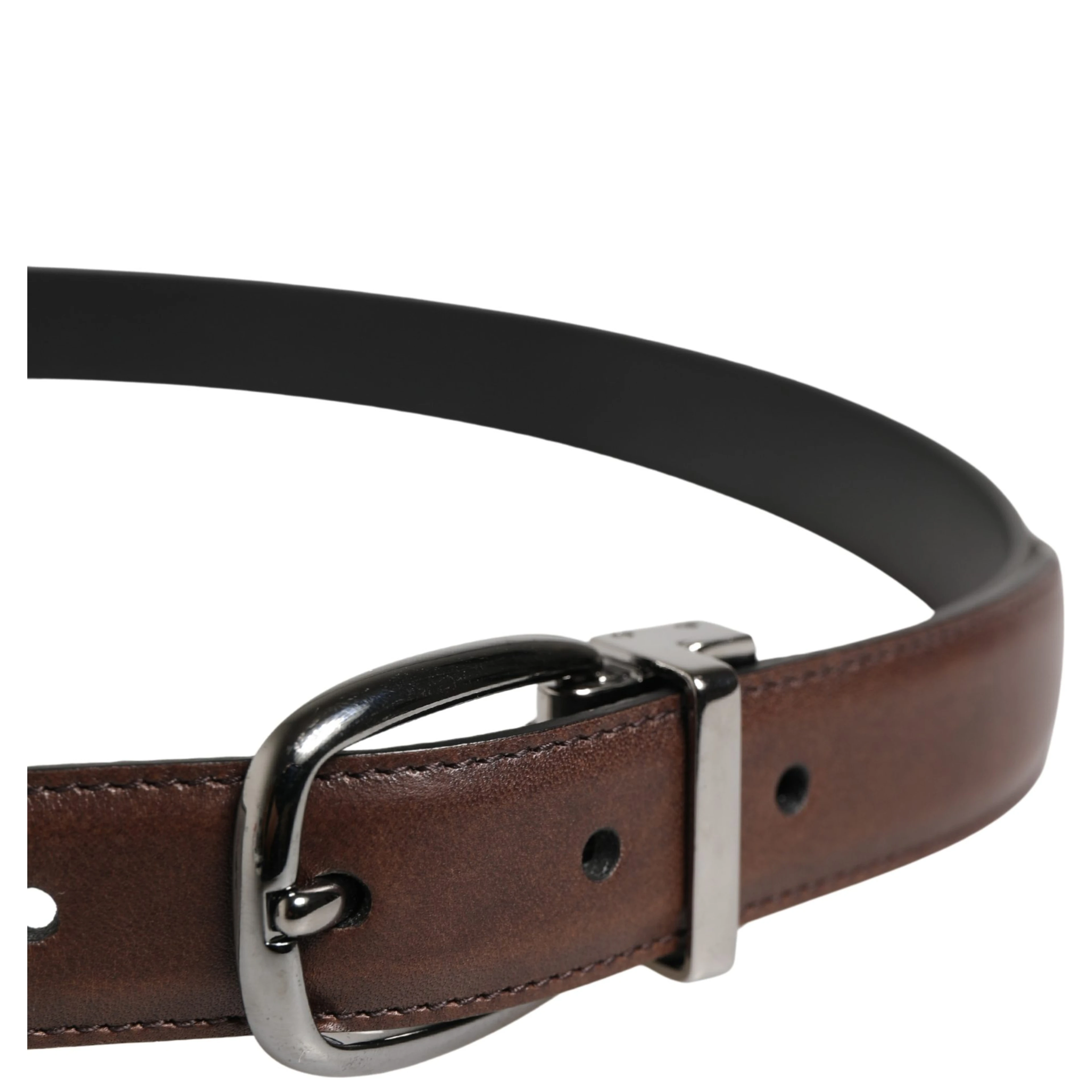 Men Brown Classic Leather Metal Buckle Belt