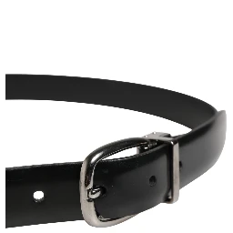 Men Black Classic Leather Metal Buckle Belt
