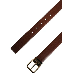 Men Brown Classic Leather Metal Buckle Belt