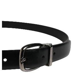 Men Black Classic Leather Metal Buckle Belt