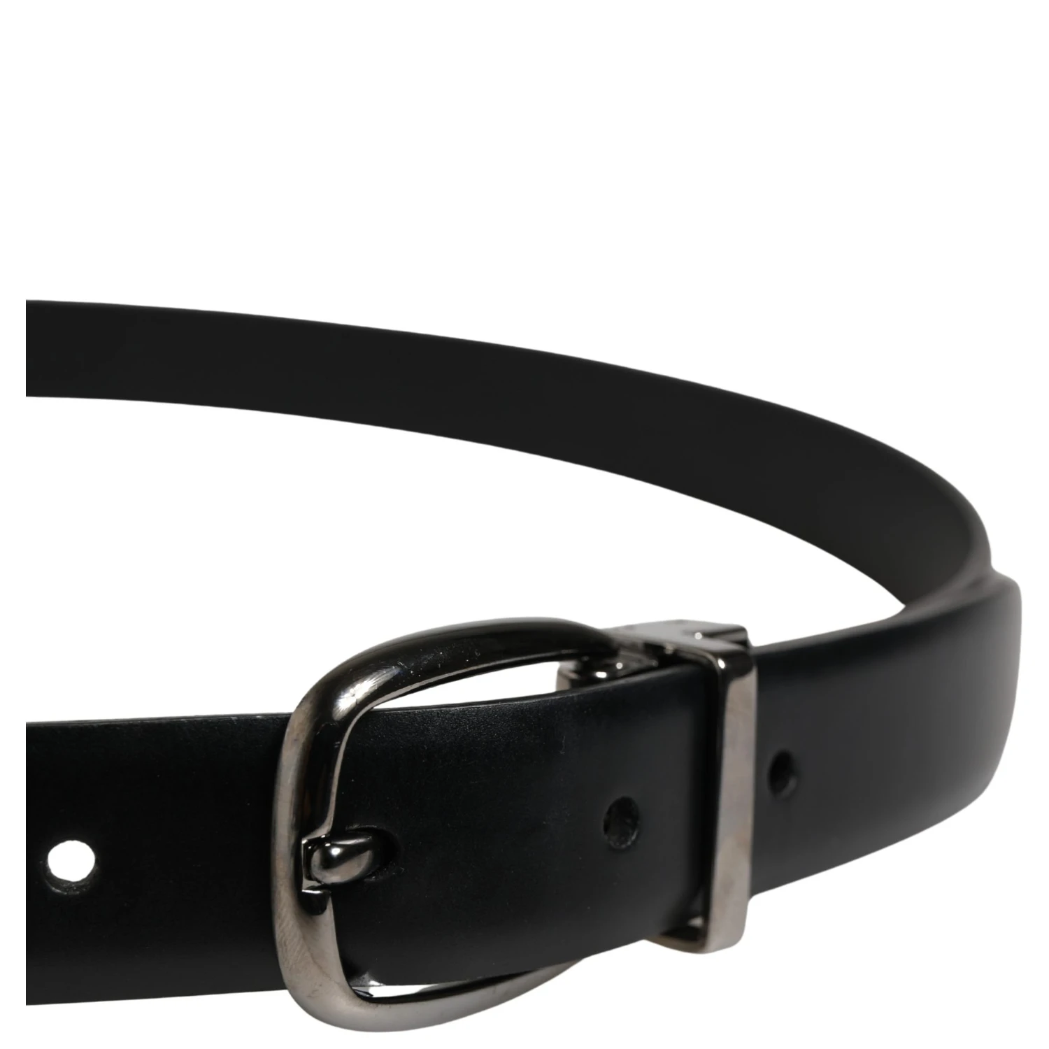 Men Black Classic Leather Metal Buckle Belt