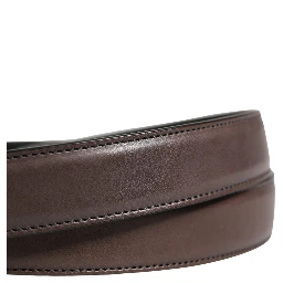 Men Brown Classic Leather Metal Buckle Belt