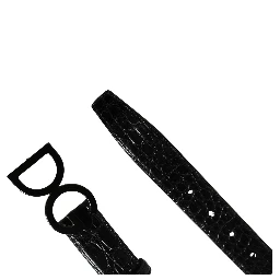 Men Black Exotic Leather Logo Buckle Belt