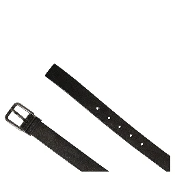 Men Black Classic Leather Metal Buckle Belt