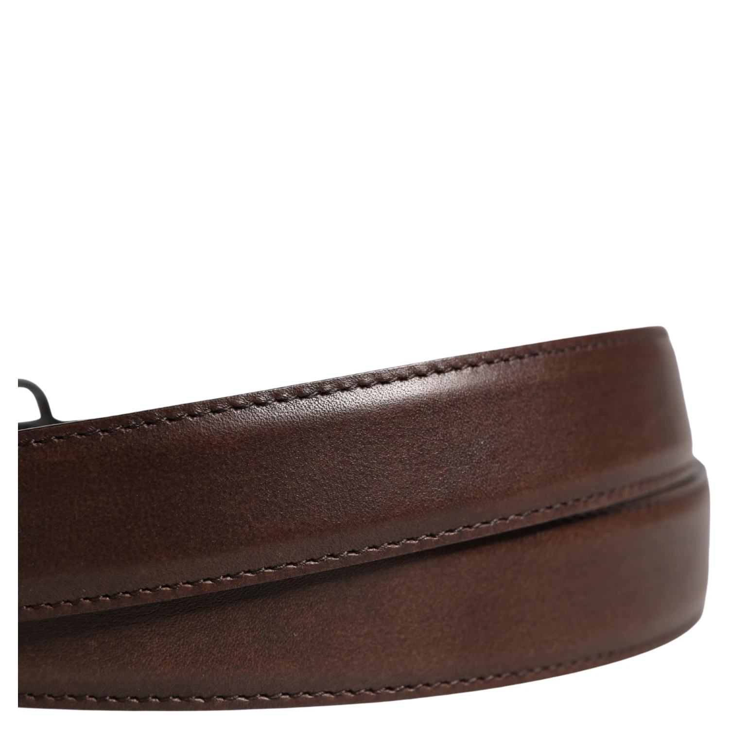 Men Brown Classic Leather Metal Buckle Belt