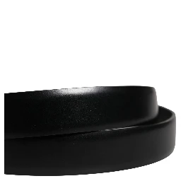 Men Black Classic Leather Metal Buckle Belt