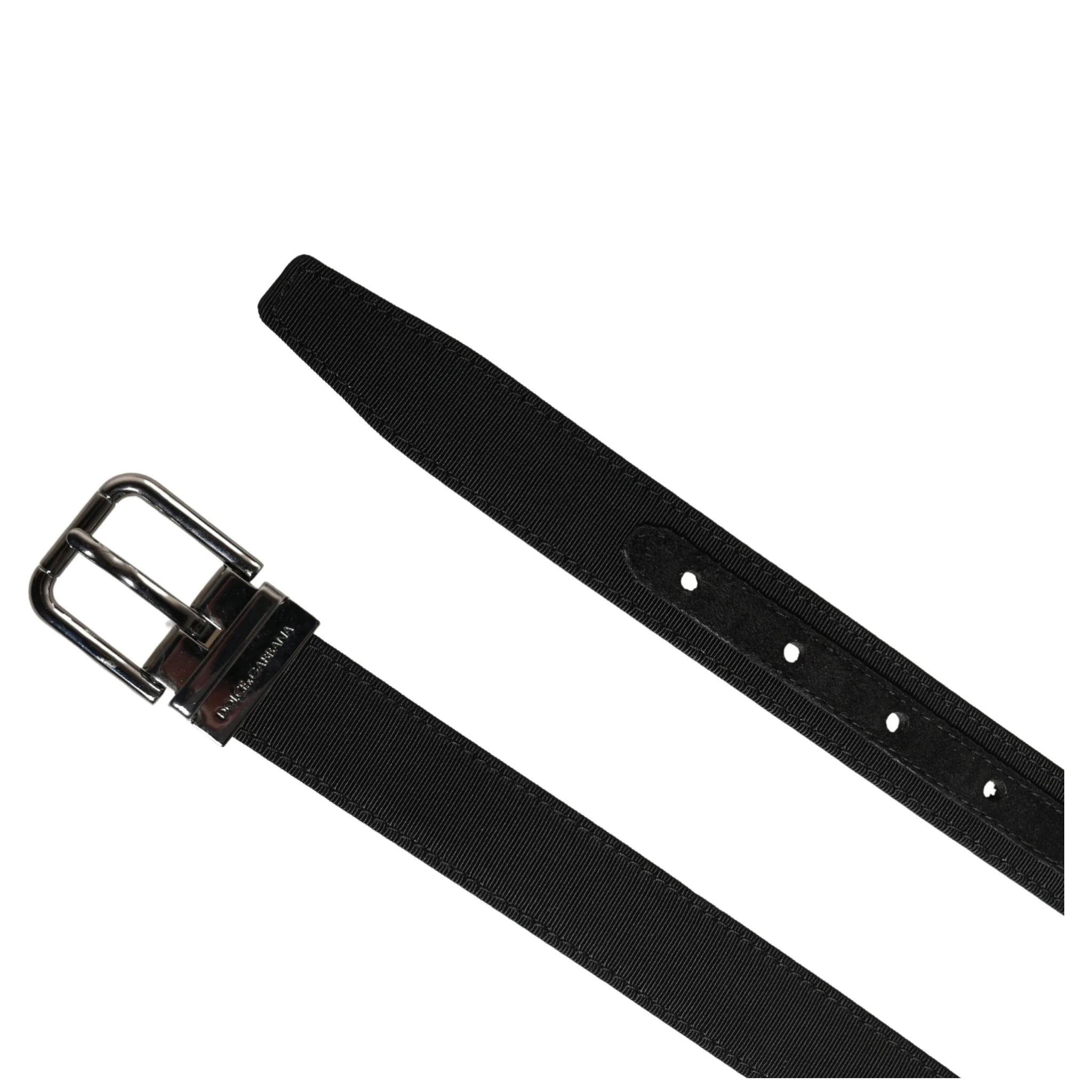 Men Black Viscose Leather Metal Buckle Belt