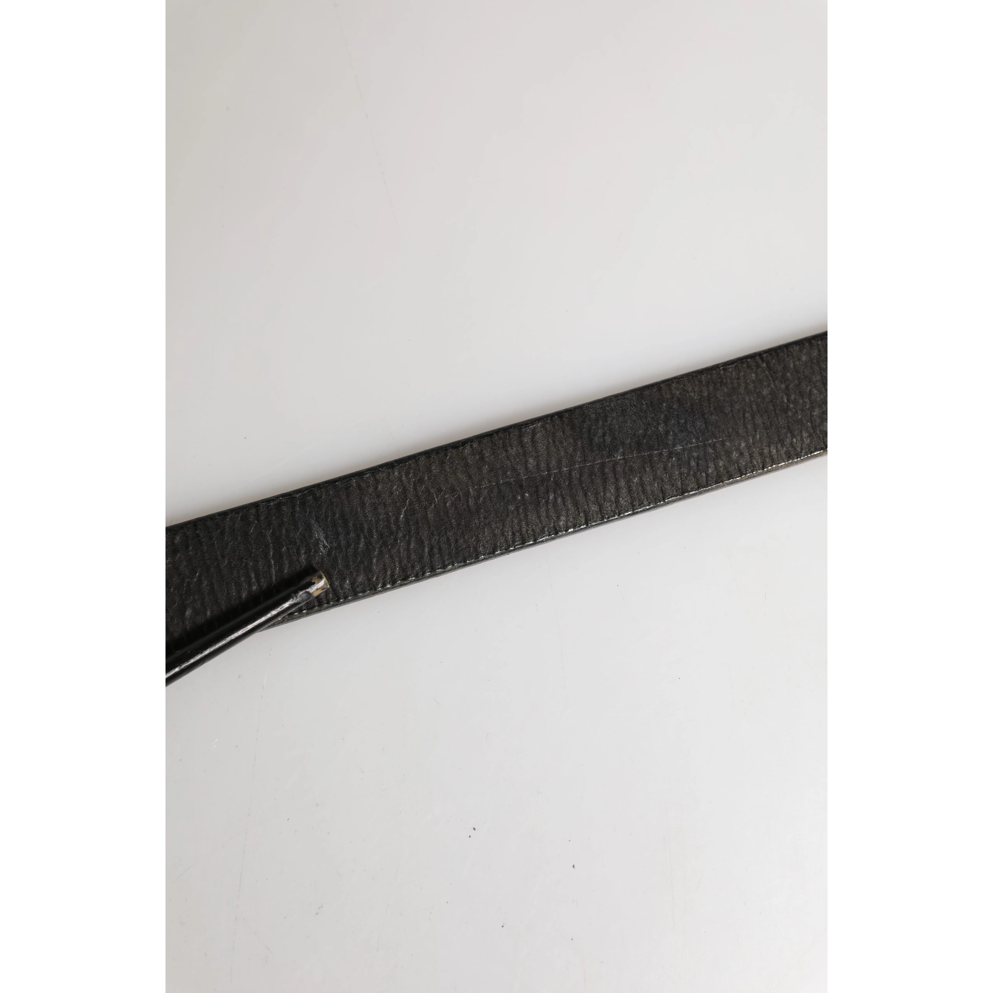 Men Black Classic Leather Metal Buckle Belt