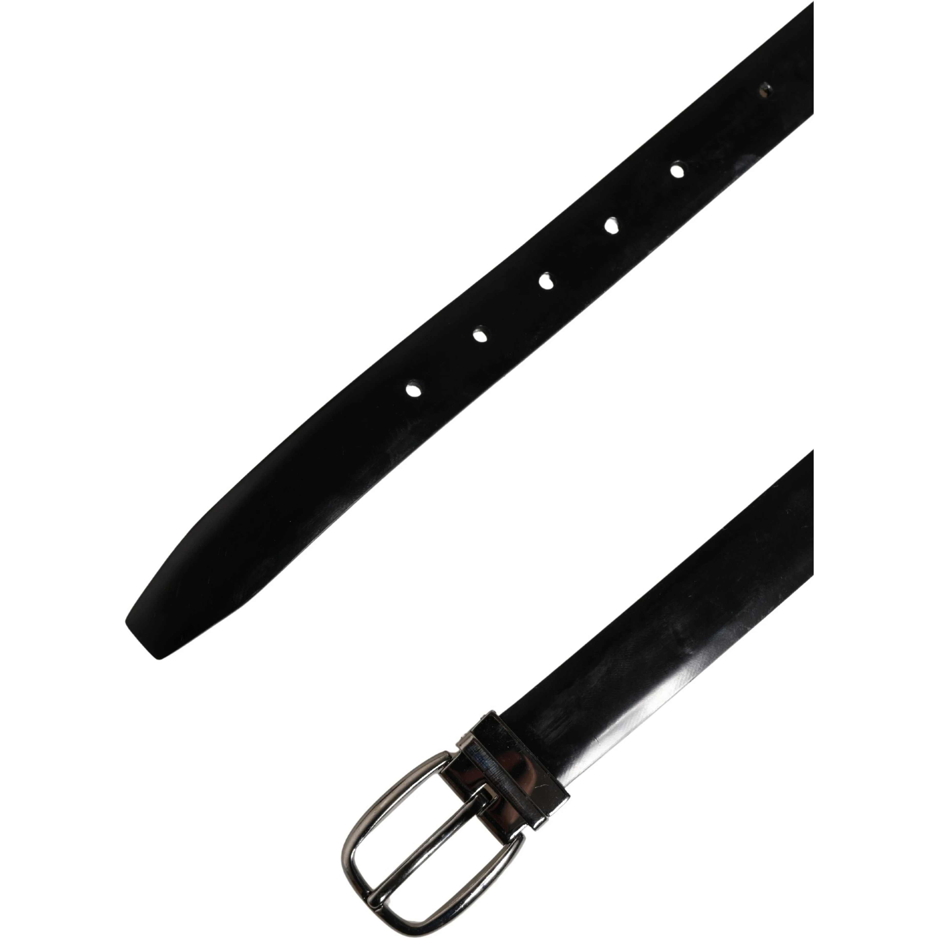 Men Black Classic Leather Metal Buckle Belt