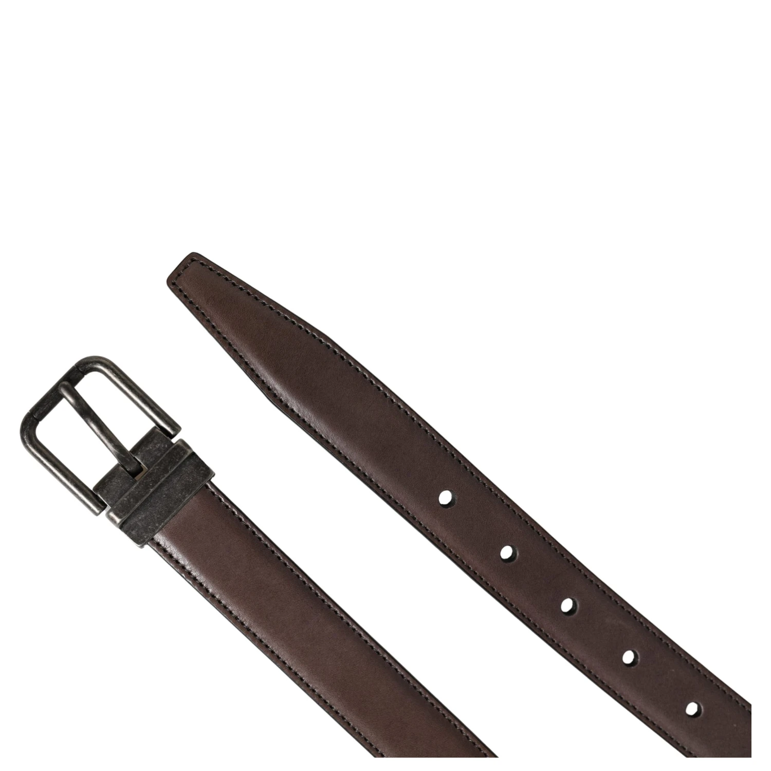 Men Brown Classic Leather Metal Buckle Belt
