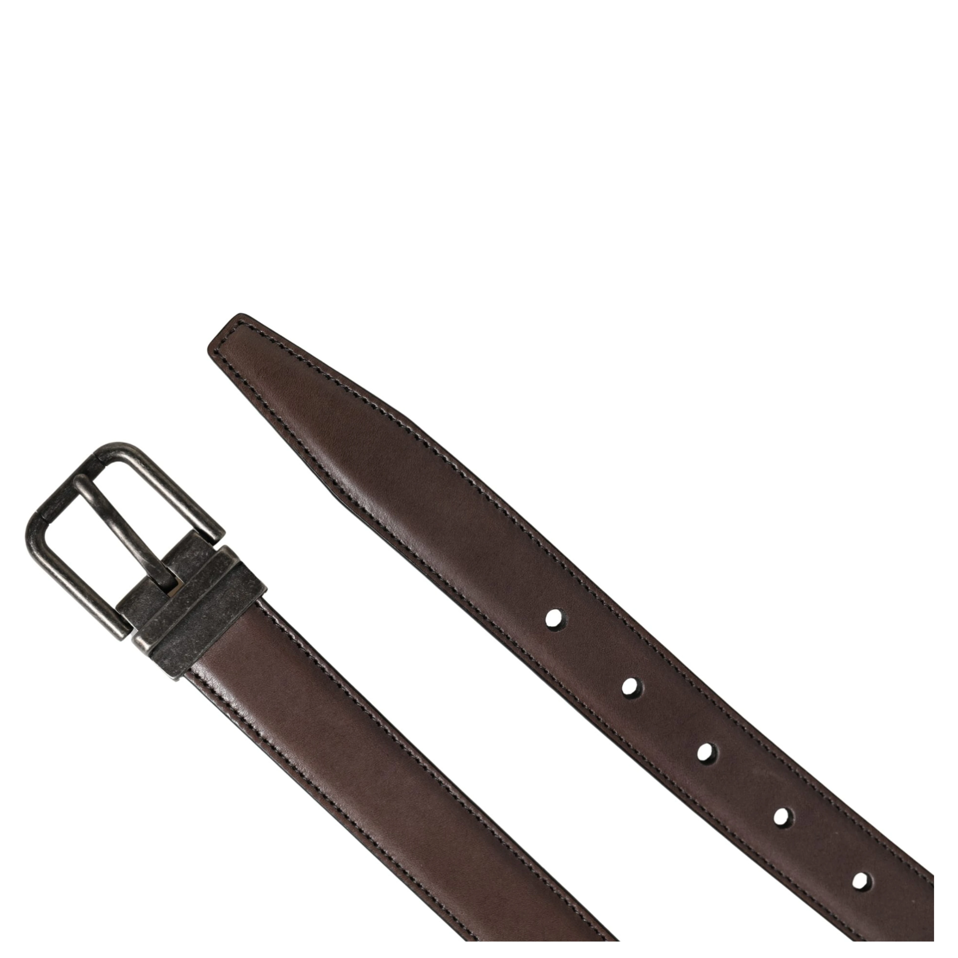 Men Brown Classic Leather Metal Buckle Belt
