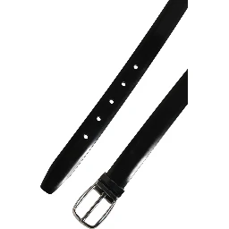 Men Black Classic Leather Metal Buckle Belt