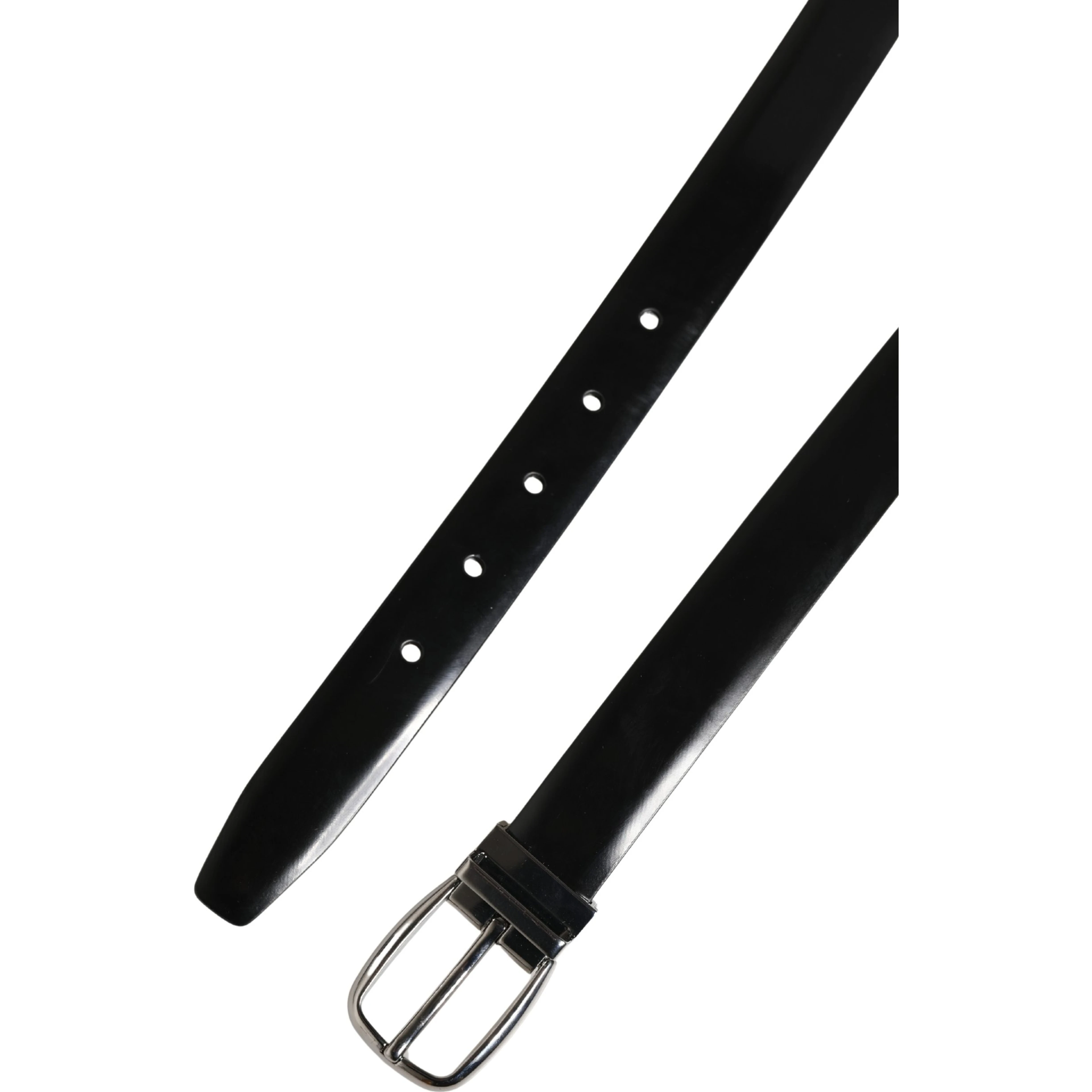 Men Black Classic Leather Metal Buckle Belt