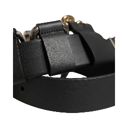 Men Black Classic Leather Metal Buckle Belt