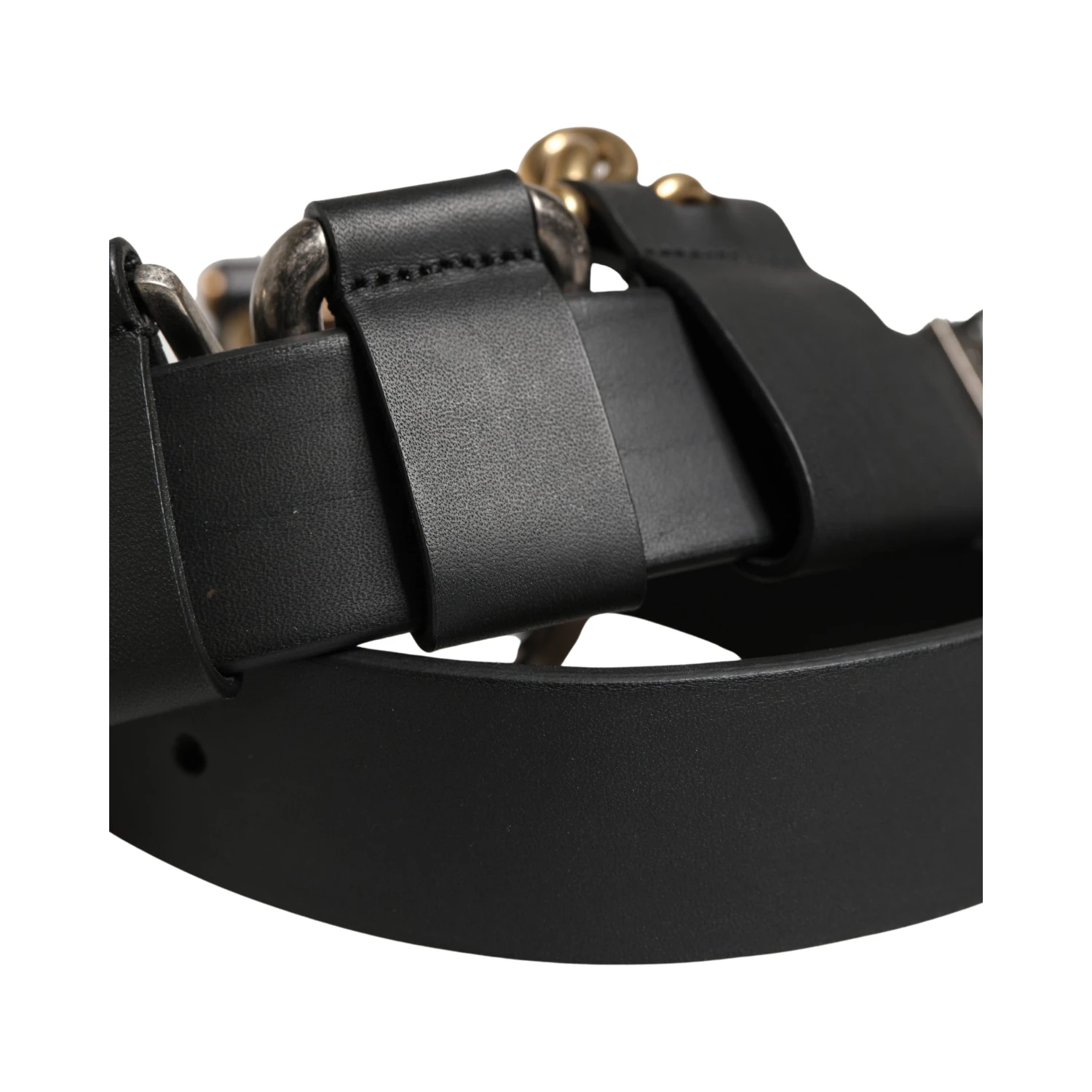 Men Black Classic Leather Metal Buckle Belt
