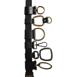 Men Black Classic Leather Metal Buckle Belt