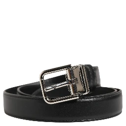 Men Black Classic Leather Metal Buckle Belt