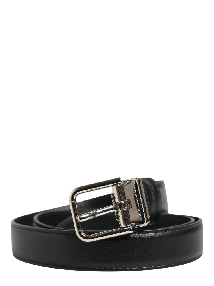 Men Black Classic Leather Metal Buckle Belt